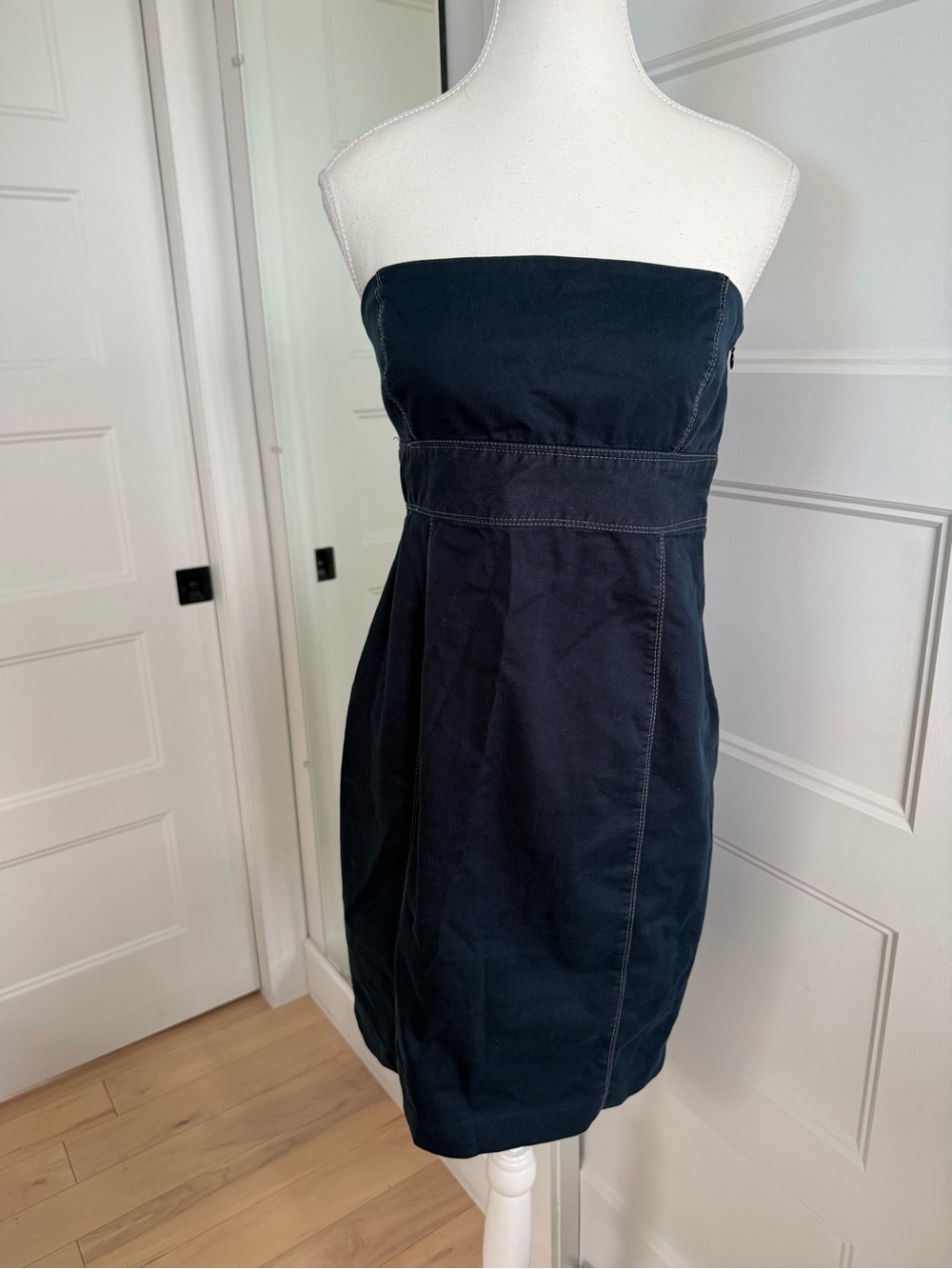 Strapless denim blue  Cotton Blend Dress